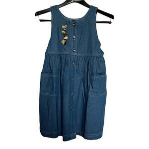 Blue Diamond Girls Dress Cotton Size Large Mouse Embroidery Fit & Flare‎ NWT